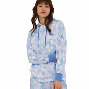 Bench Women's Blue and Purple Tie-Dye Hoodie Size XXL